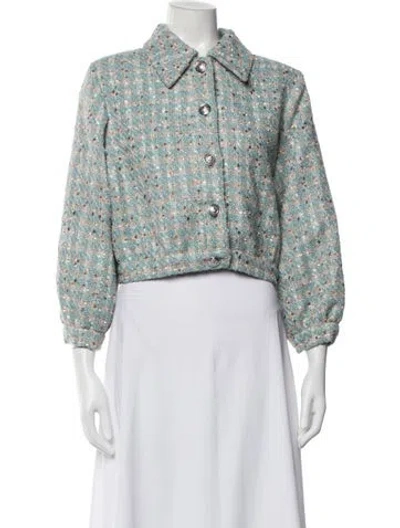 Pre-owned L'agence Tweed Pattern Jacket In Blue
