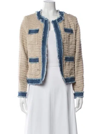 Pre-owned L'agence Tweed Pattern Jacket In Blue