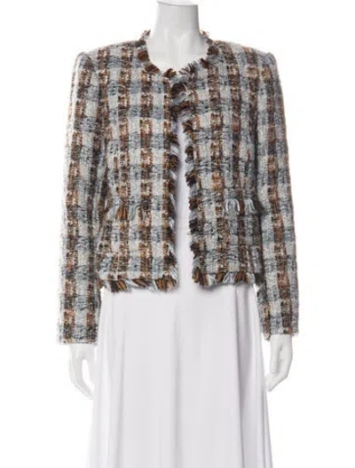 Pre-owned L'agence Tweed Pattern Jacket In Blue
