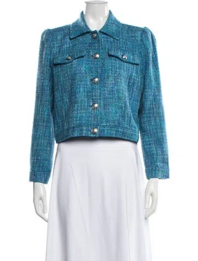 Pre-owned L'agence Tweed Pattern Jacket In Blue