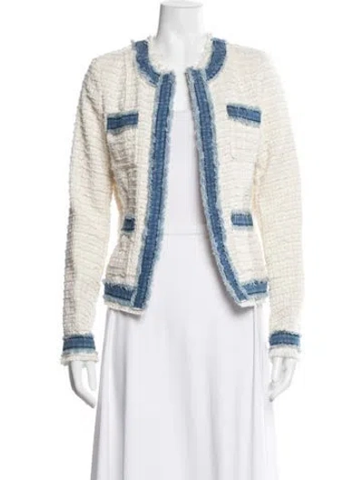 Pre-owned L'agence Tweed Pattern Jacket In Blue
