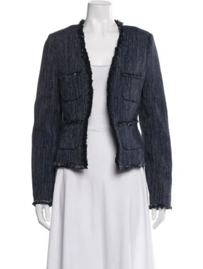 Pre-owned L'agence Tweed Pattern Jacket In Blue