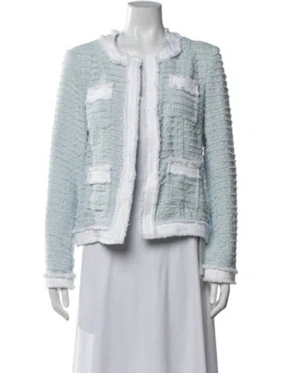 Pre-owned L'agence Tweed Pattern Jacket In Blue