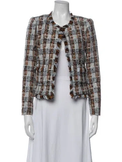 Pre-owned L'agence Tweed Pattern Jacket In Blue