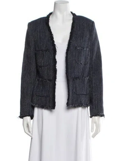 Pre-owned L'agence Tweed Pattern Jacket In Blue