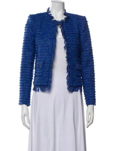 Pre-owned L'agence Tweed Pattern Jacket In Blue