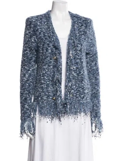 Pre-owned L'agence Tweed Pattern Jacket In Blue