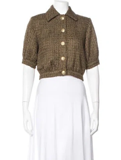 Pre-owned L'agence Tweed Pattern Jacket In Brown