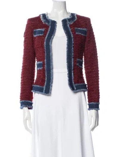 Pre-owned L'agence Tweed Pattern Jacket In Burgundy