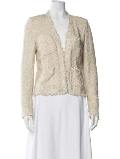 Pre-owned L'agence Tweed Pattern Jacket In Gold/metallic