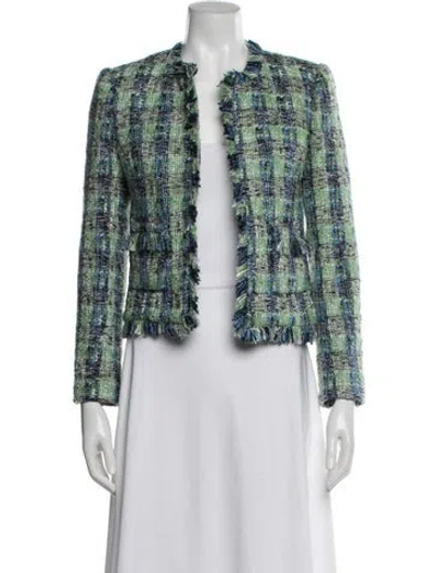 Pre-owned L'agence Tweed Pattern Jacket In Green