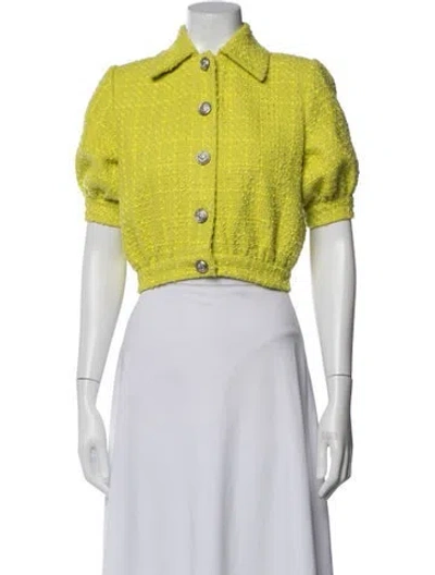 Pre-owned L'agence Tweed Pattern Jacket In Green