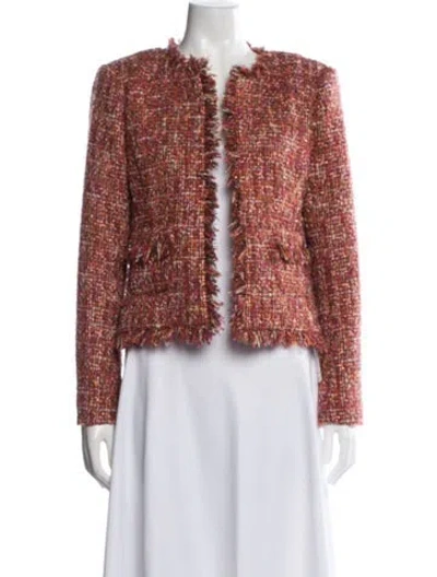 Pre-owned L'agence Tweed Pattern Jacket In Orange
