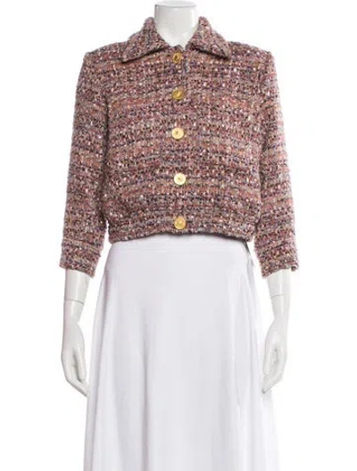 Pre-owned L'agence Tweed Pattern Jacket In Pink