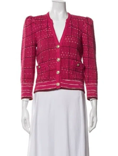 Pre-owned L'agence Tweed Pattern Jacket In Pink