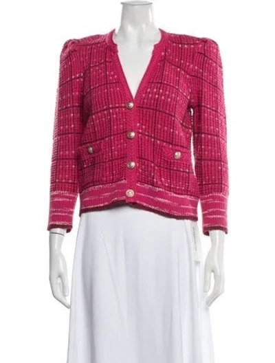 Pre-owned L'agence Tweed Pattern Jacket In Pink