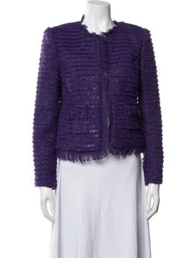 Pre-owned L'agence Tweed Pattern Jacket In Purple