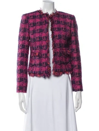 Pre-owned L'agence Tweed Pattern Jacket In Purple