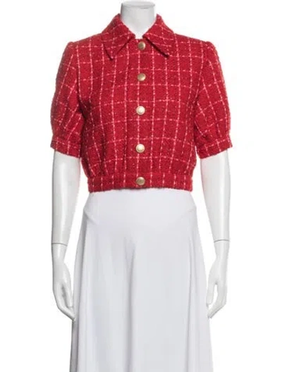 Pre-owned L'agence Tweed Pattern Jacket In Red