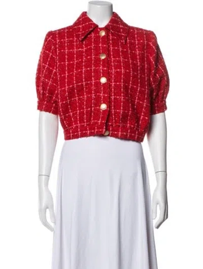 Pre-owned L'agence Tweed Pattern Jacket In Red