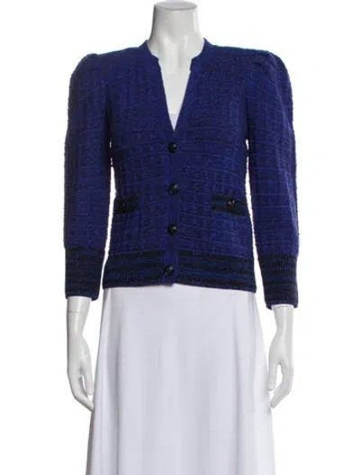Pre-owned L'agence Tweed Pattern Jacket W/ Tags In Blue