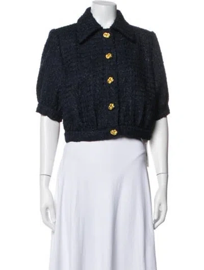 Pre-owned L'agence Tweed Pattern Jacket W/ Tags In Blue