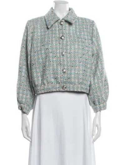 Pre-owned L'agence Tweed Pattern Jacket W/ Tags In Blue