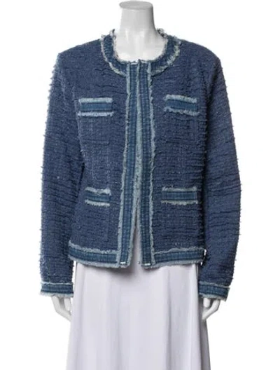Pre-owned L'agence Tweed Pattern Jacket W/ Tags In Blue