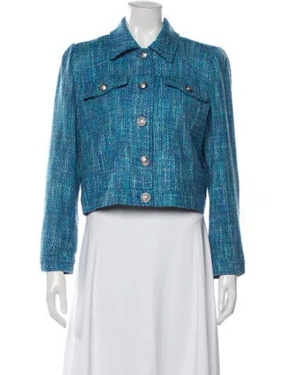 Pre-owned L'agence Tweed Pattern Jacket W/ Tags In Blue