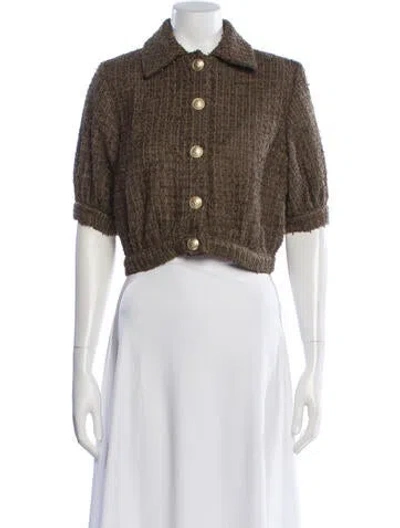 Pre-owned L'agence Tweed Pattern Jacket W/ Tags In Brown