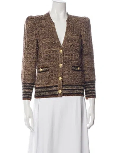 Pre-owned L'agence Tweed Pattern Jacket W/ Tags In Brown