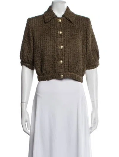 Pre-owned L'agence Tweed Pattern Jacket W/ Tags In Green