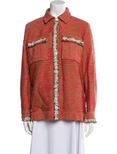 Pre-owned L'agence Tweed Pattern Jacket W/ Tags In Orange