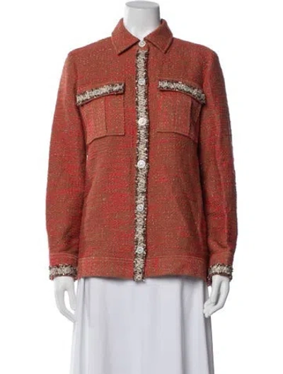 Pre-owned L'agence Tweed Pattern Jacket W/ Tags In Orange