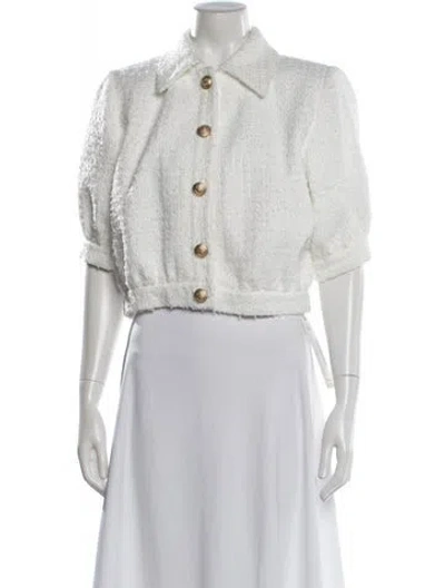 Pre-owned L'agence Tweed Pattern Jacket In White