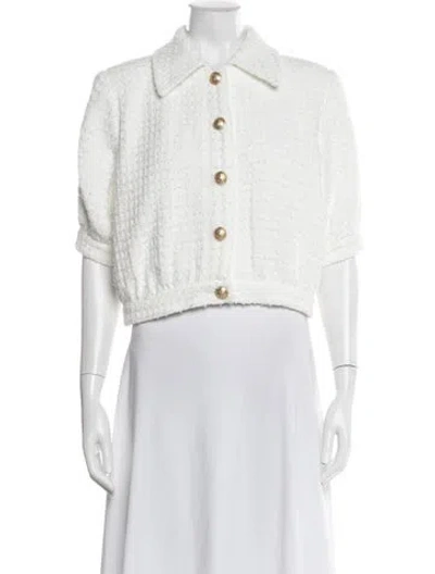 Pre-owned L'agence Tweed Pattern Jacket In White