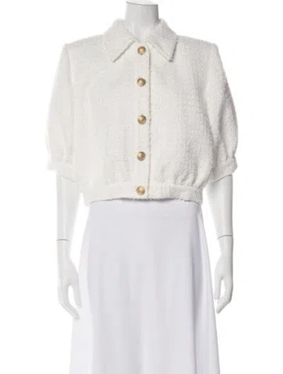 Pre-owned L'agence Tweed Pattern Jacket In White