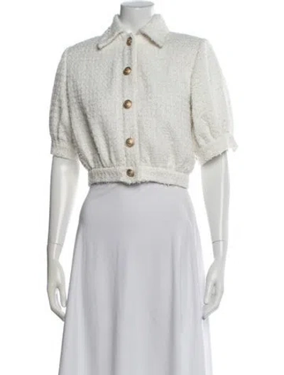Pre-owned L'agence Tweed Pattern Jacket In White