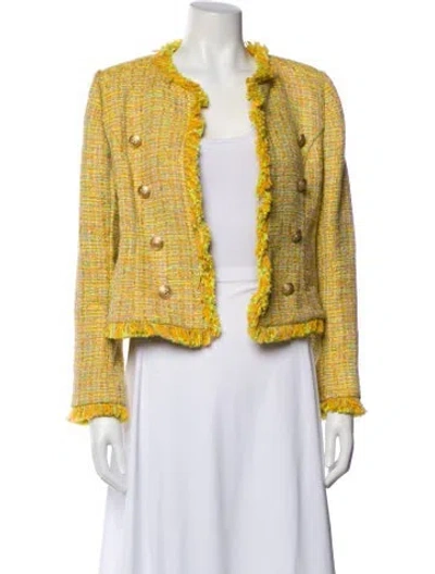 Pre-owned L'agence Tweed Pattern Jacket In Yellow