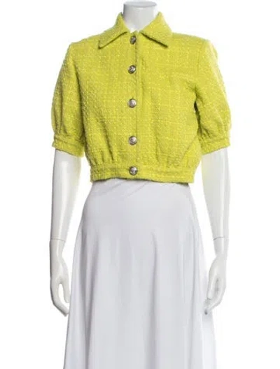 Pre-owned L'agence Tweed Pattern Jacket In Yellow
