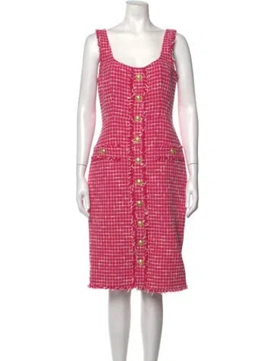 Pre-owned L'agence Tweed Pattern Knee-length Dress W/ Tags In Pink