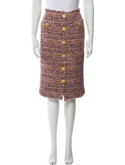 Pre-owned L'agence Tweed Pattern Knee-length Skirt In Multi