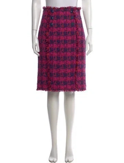 Pre-owned L'agence Tweed Pattern Knee-length Skirt In Purple