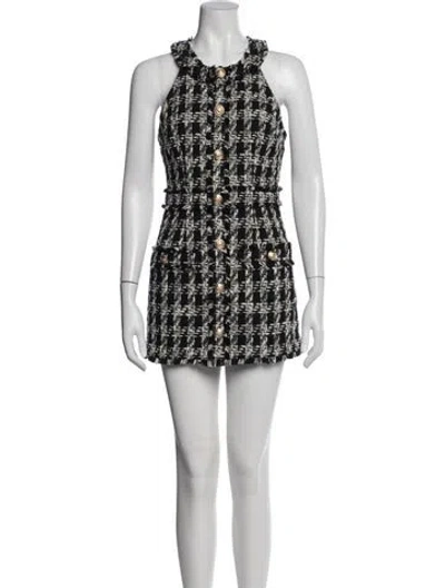 Pre-owned L'agence Tweed Pattern Mini Dress In Black
