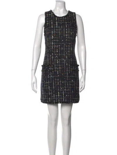 Pre-owned L'agence Tweed Pattern Mini Dress In Black