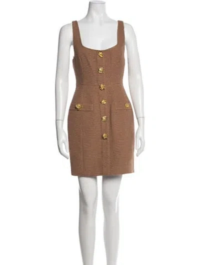 Pre-owned L'agence Tweed Pattern Mini Dress In Brown