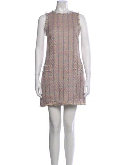 Pre-owned L'agence Tweed Pattern Mini Dress In Pink