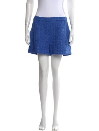 Pre-owned L'agence Tweed Pattern Mini Shorts In Blue