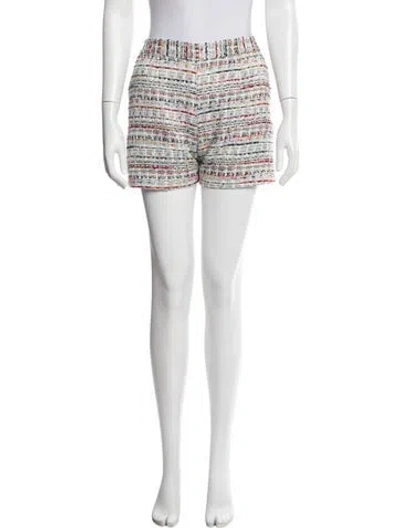 Pre-owned L'agence Tweed Pattern Mini Shorts In Blue/white