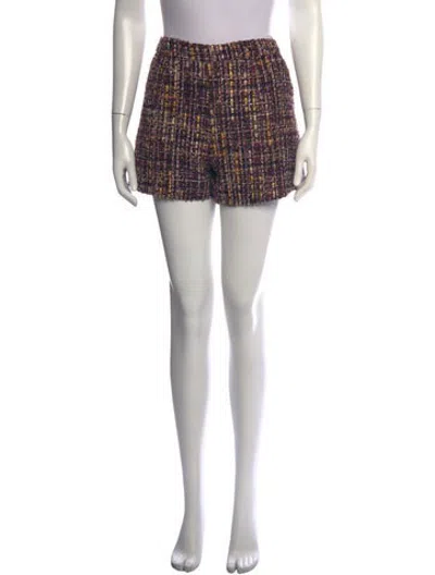Pre-owned L'agence Tweed Pattern Mini Shorts In Purple